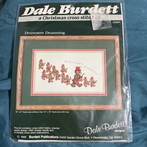 VTG‎ NOS Dale Burdett Country Cross Stitch Kit DRUMMERS DRUMMING Christmas 1986